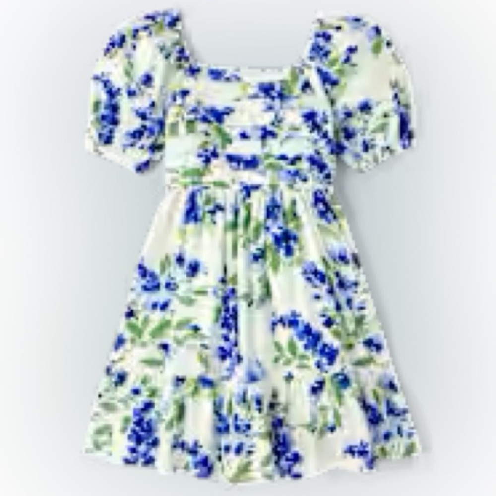 Like New Girls Floral Blue and Green Kids Dress